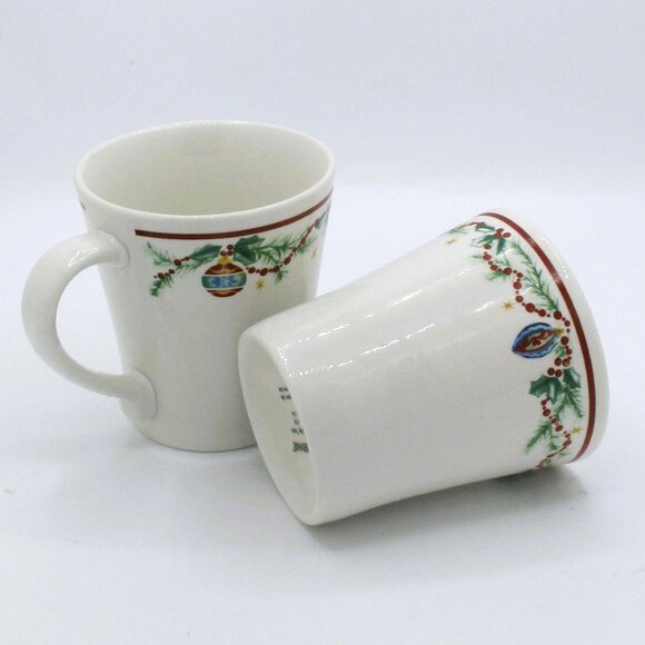 Set Of 2 Farberware Holiday Treats Mugs Ornaments Garland Decorated With Festive - Picture 3 of 5